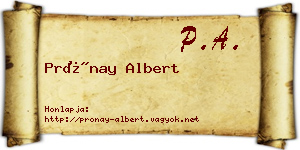 Prónay Albert névjegykártya